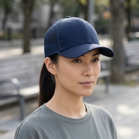 Gorra Trucker Azul de Malla Ajustable de 5 Paneles, Gorra de Béisbol Transpirable con Correa Trasera para Deportes al Aire Libre y Uso Casual