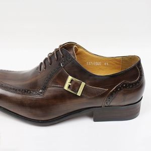 Chaussures habillées en cuir véritable pour hommes, à lacets et boucle, faites à la main, style Oxford, pour affaires, mariage et soirée – Grande Vente - Product Image 6