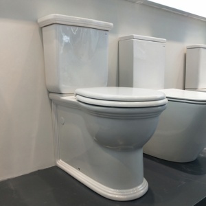 Toilettes de style <span class=keywords><strong>rétro</strong></span> en céramique <span class=keywords><strong>WC</strong></span> Pan Deux pièces Toilettes sanitaires Toilettes classiques sans rebord pour salle de bain - Product Image 5