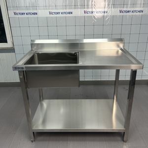 VICTORY KITCHEN Évier de cuisine en acier inoxydable commercial avec égouttoir pour hôtels, restaurants et laboratoires - Product Image 5