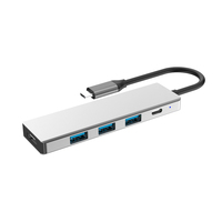 Adaptador USB C Multifunción 5 en 1, Hub USB-C a USB 3.0 con Carga PD de 100W, Salida de Video 4K 30Hz para TV