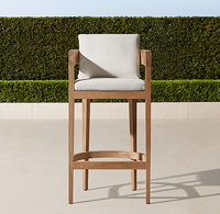 Chaise de bar en teck massif avec dossier incurvé et assise confortable pour patio extérieur de luxe
