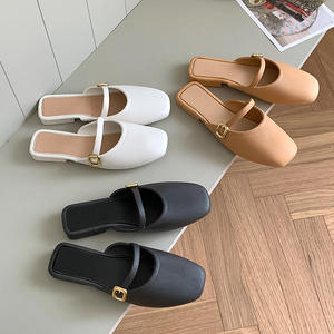 Calzado de verano estilo coreano y francés con apertura frontal, informal, retro, multiusos, de suela plana y fácil de poner para mujer. - Product Image 4