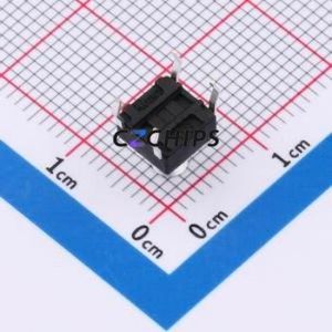 TSA06131-075B332CN Tactile Switch Through hole-4P,6.1x6.1mm Switch Single Pole Single Throw Round Button 1.8N 6.1mm - Product Image 2