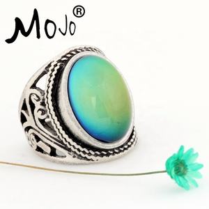 Diseños personalizados Vintage de aleación único Chapado en plata antigua mágica que cambia de Color de piedra Oval emoción anillo para las mujeres - Product Image 2