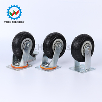 Roue pivotante silencieuse en plastique robuste de 4 à 8 pouces, doré brillant, élastique épaisse, universelle pour chariot à main, roulement à billes/à rouleaux