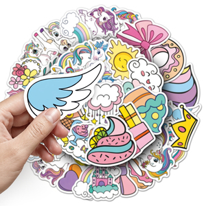 51 Pezzi Adesivi Rosa per Bambine con <span class=keywords><strong>Cavalli</strong></span> Arcobaleno, Carini ed Energetici, per Decorazione Pareti Stanza Gioco Fai-da-Te - Product Image 6