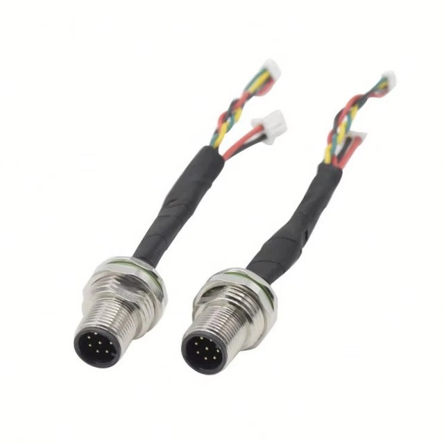 High Performance Electric Connector High Temperature Auto Connector Wire Harness Assembly DIN M12 Male 8 Pin Male Socket
