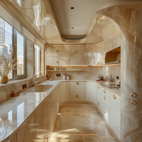Armoires de cuisine modulaires sur mesure avec finition laquée haute brillance, design vintage français de luxe, fabriquées sur commande