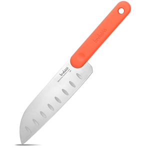 Cuchillo de cocina Santoku de acero inoxidable con mango naranja - Product Image 1
