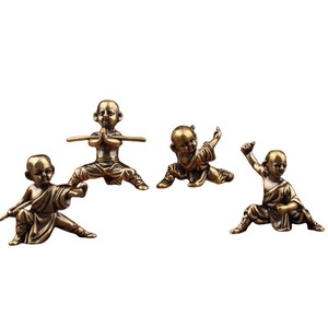 1 pièce Petite figurine de moine de Kung Fu en laiton, artisanat créatif, ornement en laiton - Product Image 6
