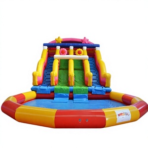 Scivolo d'Acqua Gonfiabile PVC a Doppia Corsia per Esterni, Commerciale, Rimovibile, con Ventilatore per Piscina, per Spiaggia - Product Image 1