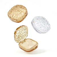 Palette de fards à paupières portable ovale irrégulière vide avec estampage texture glace 3D, compact cosmétique transparent ambre