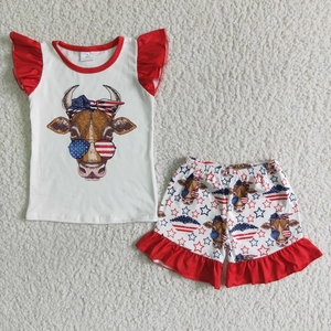 Conjunto sin mangas con volantes azules y rojos y bordado del Día Nacional - Product Image 2