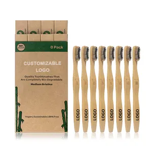 Cepillo de dientes de madera de bambú, ecológico, para viajes, venta al por mayor