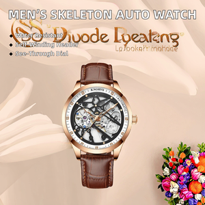 Nuevo Reloj Mecánico de Esqueleto para Hombre KNORVS, Movimiento Automático, Reserva de Energía, Resistente al Agua, Cronógrafo, Correa de Cuero - Product Image 2