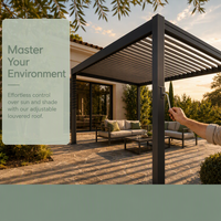 Pergola motorisée à lames orientables pour terrasse de jardin, bord de piscine, balcon, auvent extérieur en aluminium étanche et écologique, garantie 20 ans