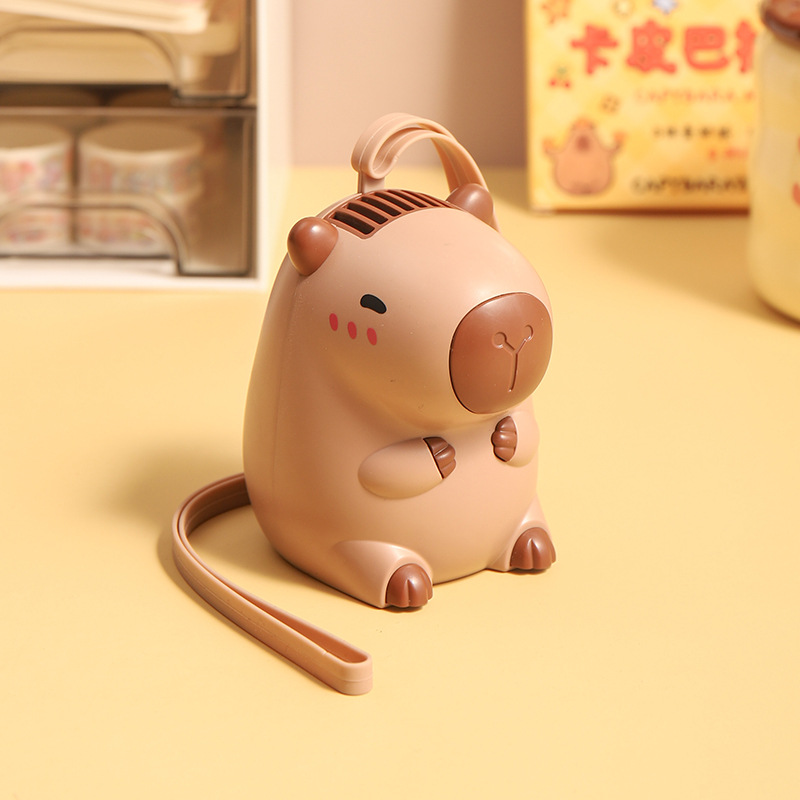 Mu053 cartoon capybara neck-hanging bladeless fan