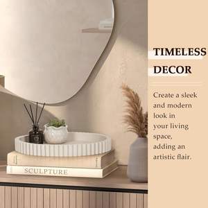 Plateau ovale pour décor de table basse, plateau de table basse en béton de 13 ", plateaux décoratifs pour centres de table. - Product Image 4