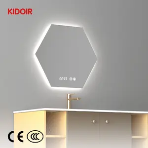 Kidoir CE Low MOQ Espejo Smart Anti Fog Touch Screen Front Lighted Black Frame Bath Vanity Decorative Led Bathroom Mirror