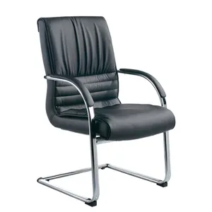 BIFMA Certificate Leather Mid Back Staff Visitor Chairs Task Office Chair With Aluminum Armrests