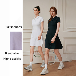 最新设计一体式内置短裤网球裙，带马球领高弹性透气奢华快干女装 - Product Image 2