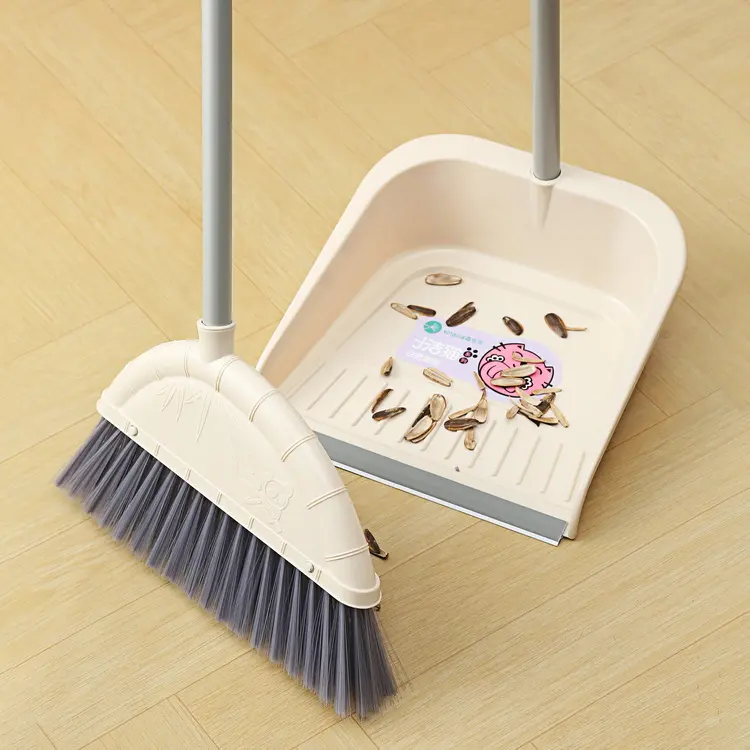 Long Handle Plastic Dustpan Set with PET and PP Broom Stick Hot Sale Indoor Sweeping Brushes and Broom for Home Use