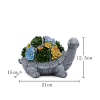 Statue de tortue de jardin solaire avec succulentes et 7 lumières LED décor de pelouse de tortue extérieure pour ornement de cadeau de cour de balcon de patio