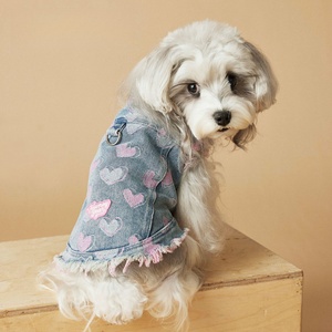 Chaleco para perro con patrón de corazón nuevo de alta calidad, chaqueta vaquera bonita para perro, <span class=keywords><strong>ropa</strong></span> para mascotas de primavera y verano - Product Image 4