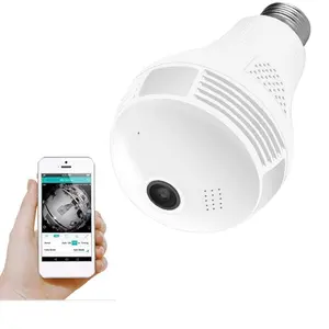 工厂Wifi系统鱼眼摄像机无线360灯泡智能安全摄像机室内闭路电视