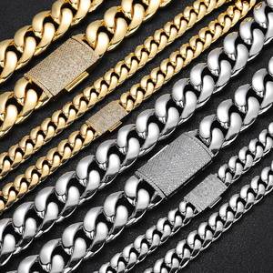 Cadenas <span class=keywords><strong>Cubana</strong></span>, venta al por mayor, joyería de Hip Hop de lujo, Gargantilla chapada en oro de 14K, 18K, <span class=keywords><strong>24K</strong></span>, collar de cadena de eslabones cubanos de Miami sólido para hombres - Product Image 5
