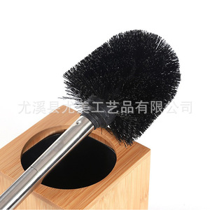 Bamboo toilet brush cleaning brush, long handle, toilet cleaning brush, bathroom toilet brush <b>set</b> - Product Image 5