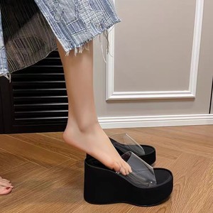 Sandalias de Plataforma para Mujer, Estilo Hada, para Exteriores, para Pies Anchos y Gordos, de PVC Transparente Blanco, con Tacón que Aumenta la Altura - Product Image 3