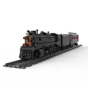 MOC treno a vapore Polar Express natale neve blocco di costruzione di veicoli ferroviari ad alta tecnologia per veicoli ferroviari di compleanno giocattoli per bambini
