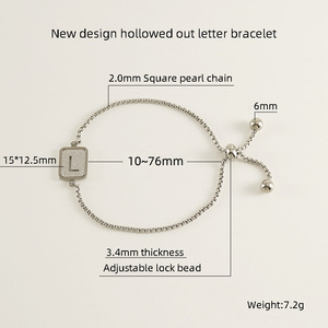 Zogxin Letter Bracelet Stainless Steel Adjustable Women Fashion Jewelry Gift - Product Image 4