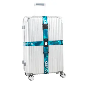 Transfert à chaud Croix Sangle À Bagages Avec Élastique Ceinture de Bagage Emballage Réglable Valise De Voyage Polyester 3 Chiffres Mot De Passe Serrure