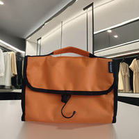 Sac à cosmétiques portable de haute qualité, style vintage, grande capacité, trousse de maquillage avec fermeture éclair, simple, élégant, avec logo