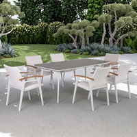 Ensemble de chaises de table à manger modernes en aluminium de 6 places de 7 pièces pour mobilier de jardin d'hôtel extérieur pour villa et cour