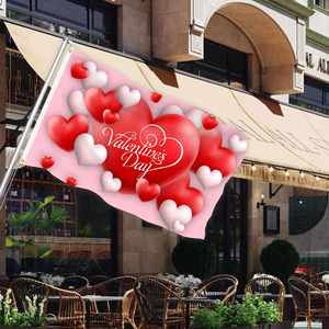 3x5 Ft Happy Valentines Day Pennant <b>Flag</b> Single Layer Polyester with Two Brass Grommets for Indoor and Outdoor Hanging Decor - Product Image 1