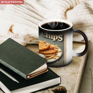 Frosted Black <b>Ceramic</b> 11oz Color Changing Magic Mug Heat Sensitive Daily Use Standard Size <b>Cup</b> - Product Image 3