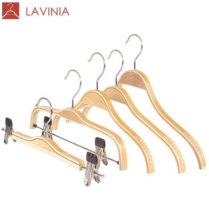 Cintres en <span class=keywords><strong>bois</strong></span> naturel antidérapants Lavinia pour enfants, couleur naturelle, multifonctionnels, à un seul niveau, pour vêtements et chaussures de garde-robe - Product Image 1