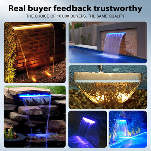 Cascade d'eau extérieure personnalisée en acier inoxydable 304 couleur argent avec LED, <span class=keywords><strong>rideau</strong></span> d'eau pour bassin et jardin, avec adaptateur <span class=keywords><strong>de</strong></span> prise - Product Image 2