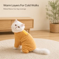 Combinaison pour chien à quatre pattes en polaire côtelée, pyjama chaud d'hiver pour petits chiens et chats