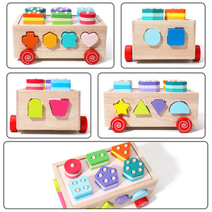 Giocattolo Educativo Montessori Multifunzione in Legno per Bambini: Blocchi da Costruzione con <span class=keywords><strong>Forme</strong></span> <span class=keywords><strong>Geometriche</strong></span> e Colori Assortiti - Product Image 2