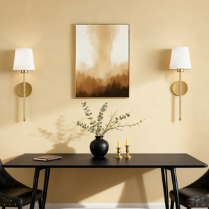 Lámpara de pared moderna con cuerpo de cobre y pantalla blanca, bombilla LED E26 con interruptor para dormitorio, sala de estar y pasillo - Product Image 3