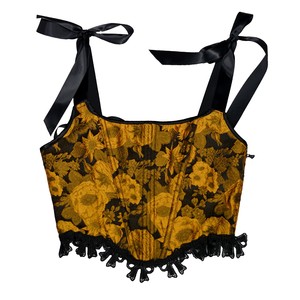 Haut corset à nouer pour femme, style <span class=keywords><strong>médiéval</strong></span> Renaissance, <span class=keywords><strong>bustier</strong></span> avec nœud et dentelle, bretelles larges, sous-vêtement de cour, gaine amincissante - Product Image 1