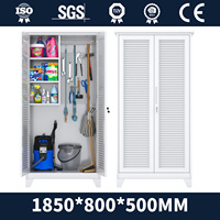 Armoire de classement moderne en acier avec portes à persiennes, 2 portes verrouillables, rangement de bureau, étagères réglables, usage commercial