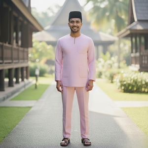 Exclusivo Baju Melayu Teluk Belanga de Algodón sin Plancha para Hombre, Estilo Alemán, Raya 2026, Fabricante de Ropa, Socio de Suministro Confiable - Product Image 3
