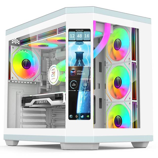 OEM ODM Full Tower Black and White ATX Gaming Computer Cases & Towers PC Cabinet Wholesales Pc Gaming Case Optional Lcd Display
