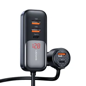 USAMS 5 Ports USB Car Charger Fast Charging PD Quick Charge 3.0 USB C Car Mobile Phone Charger Adapter For iPhone for Samsung